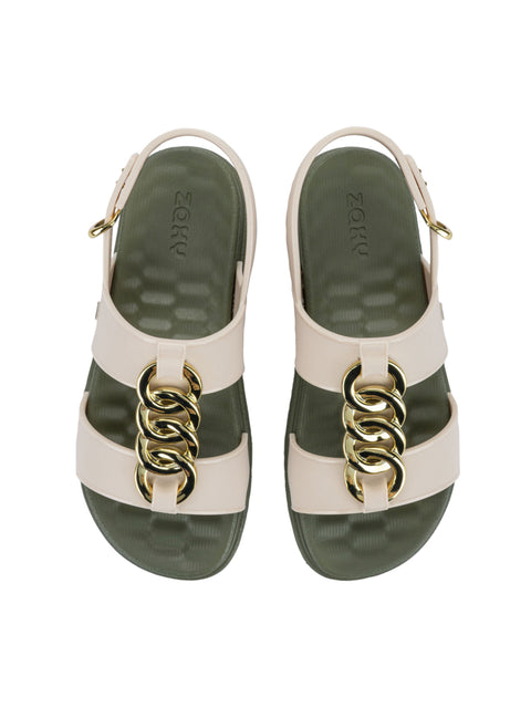 Zaxy Glam Sand - Off White/Green