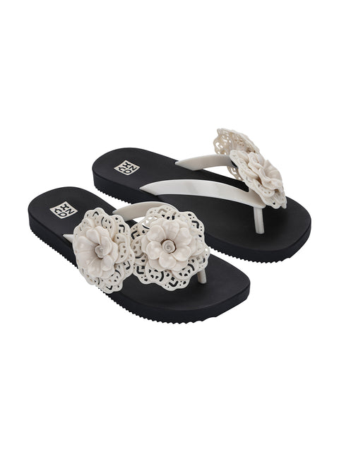Zaxy Flowers Fem - Off White/Black