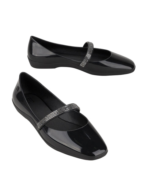 Zaxy Plie Sapatlha Rhinestones - Black
